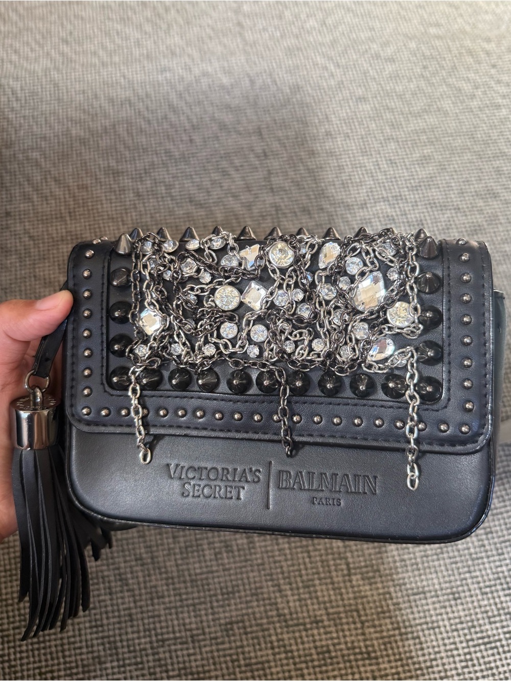 Victoria's Secret x BALMAIN Black Embellished Crossbody Bag